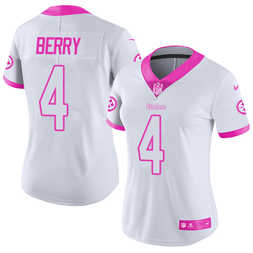 Women's Limited Jordan Berry Nike Jersey White/Pink - #4 Rush Fashion NFL Pittsburgh Steelers